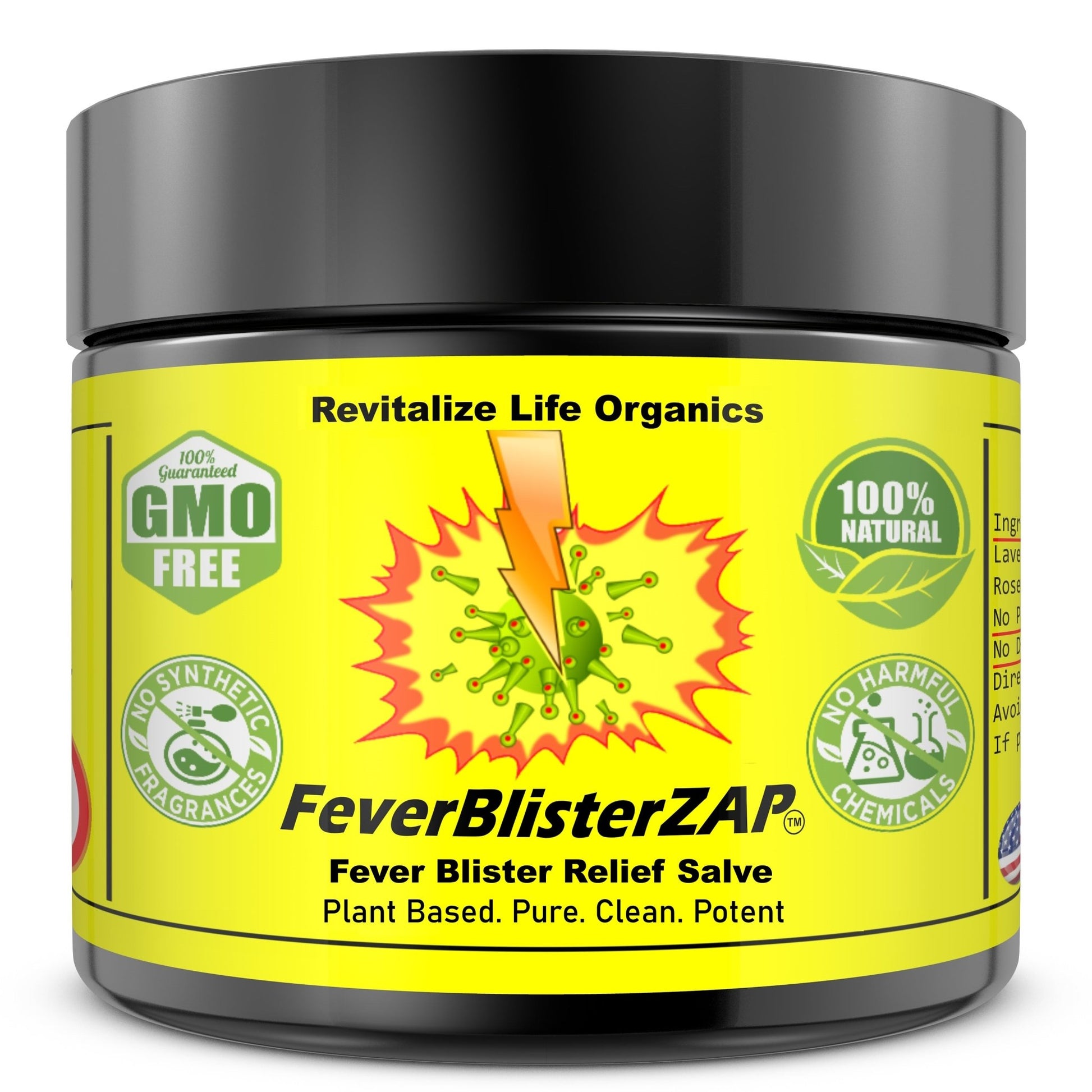 FeverBlisterZAP - Fever Blisters Cold Sore Relief Blend FASTEST Relief & Healing with Essential Oils - Revitalize Life Organics -