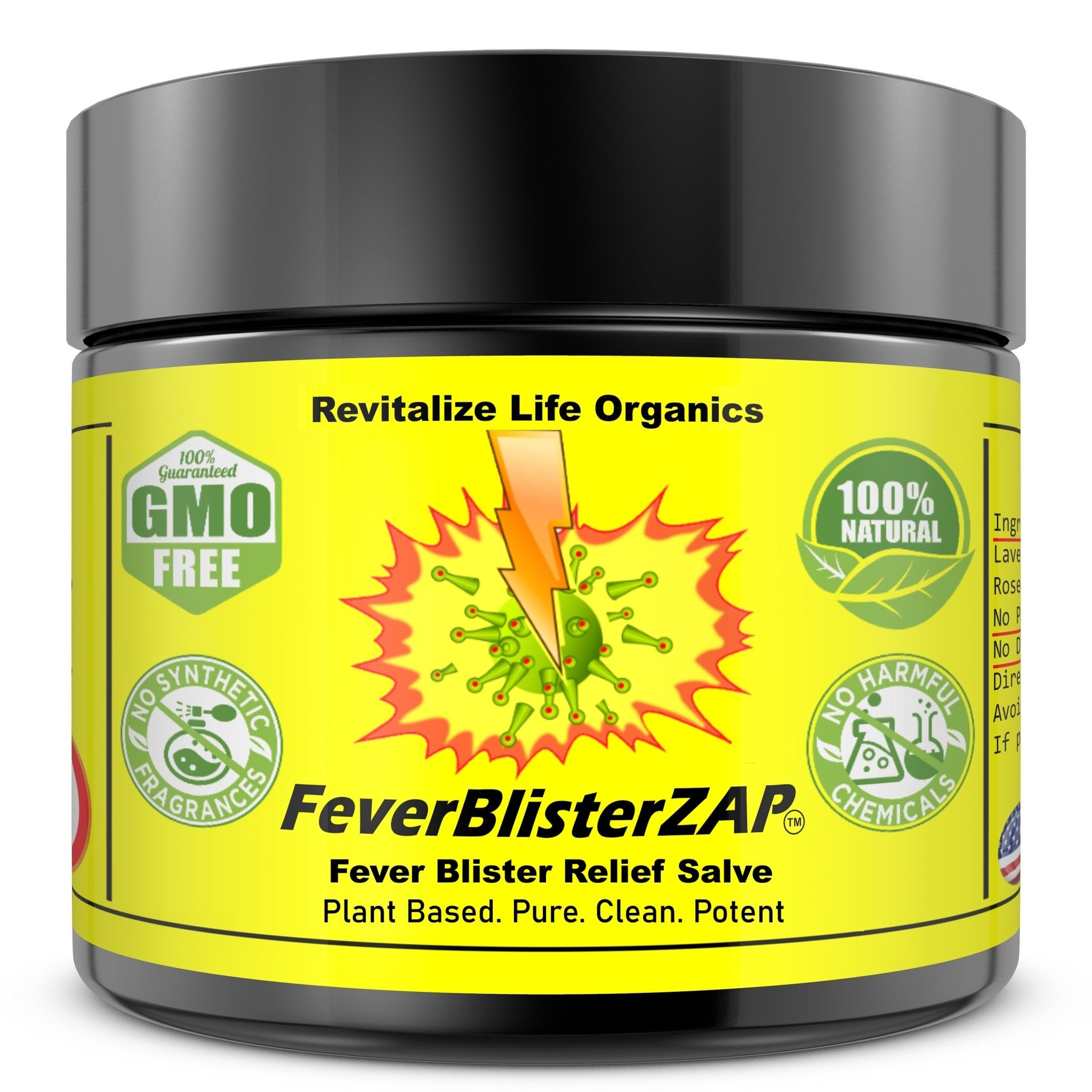 FeverBlisterZAP - Fever Blisters Cold Sore Relief Blend FASTEST Relief & Healing with Essential Oils - Revitalize Life Organics -