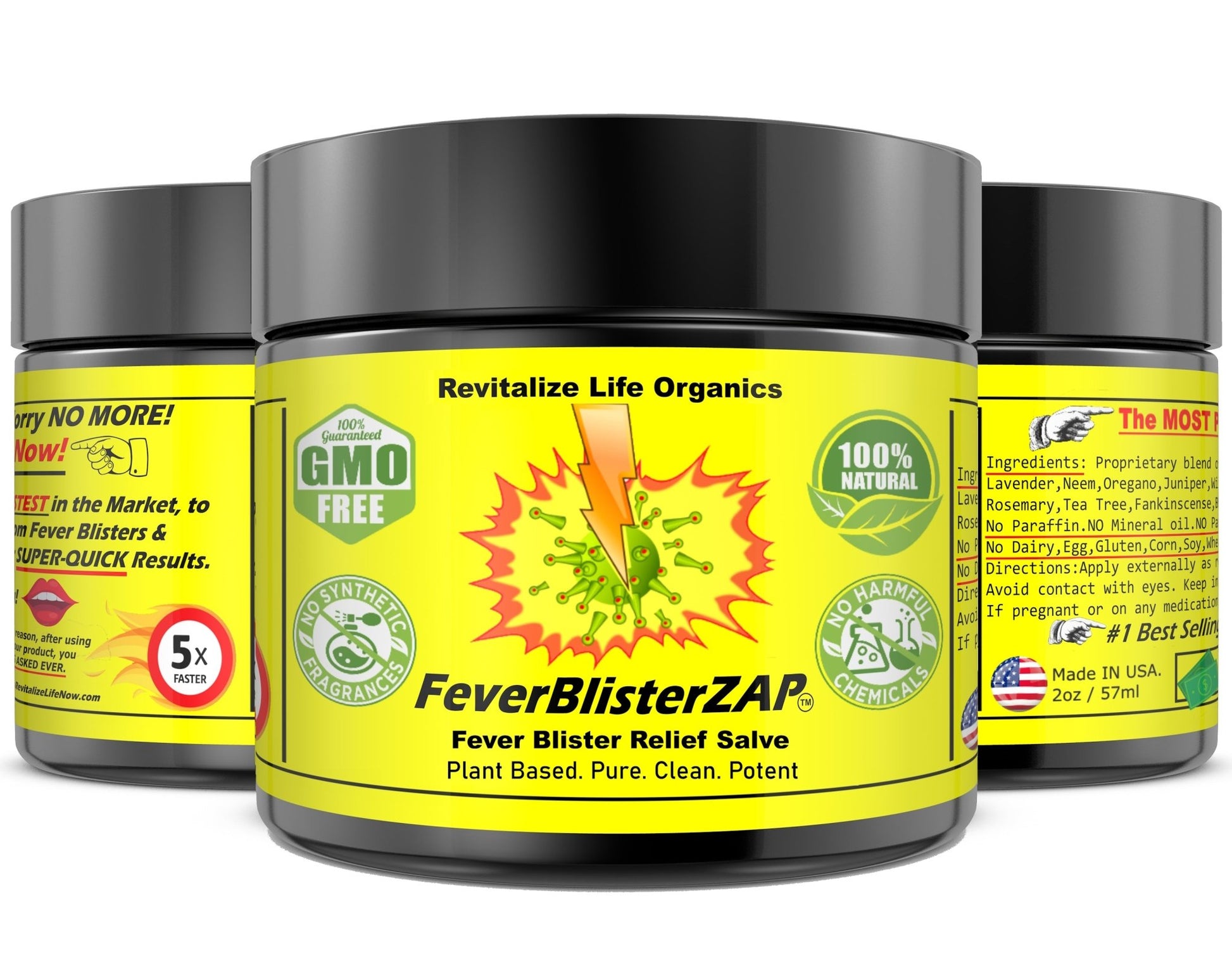 FeverBlisterZAP - Fever Blisters Cold Sore Relief Blend FASTEST Relief & Healing with Essential Oils - Revitalize Life Organics -
