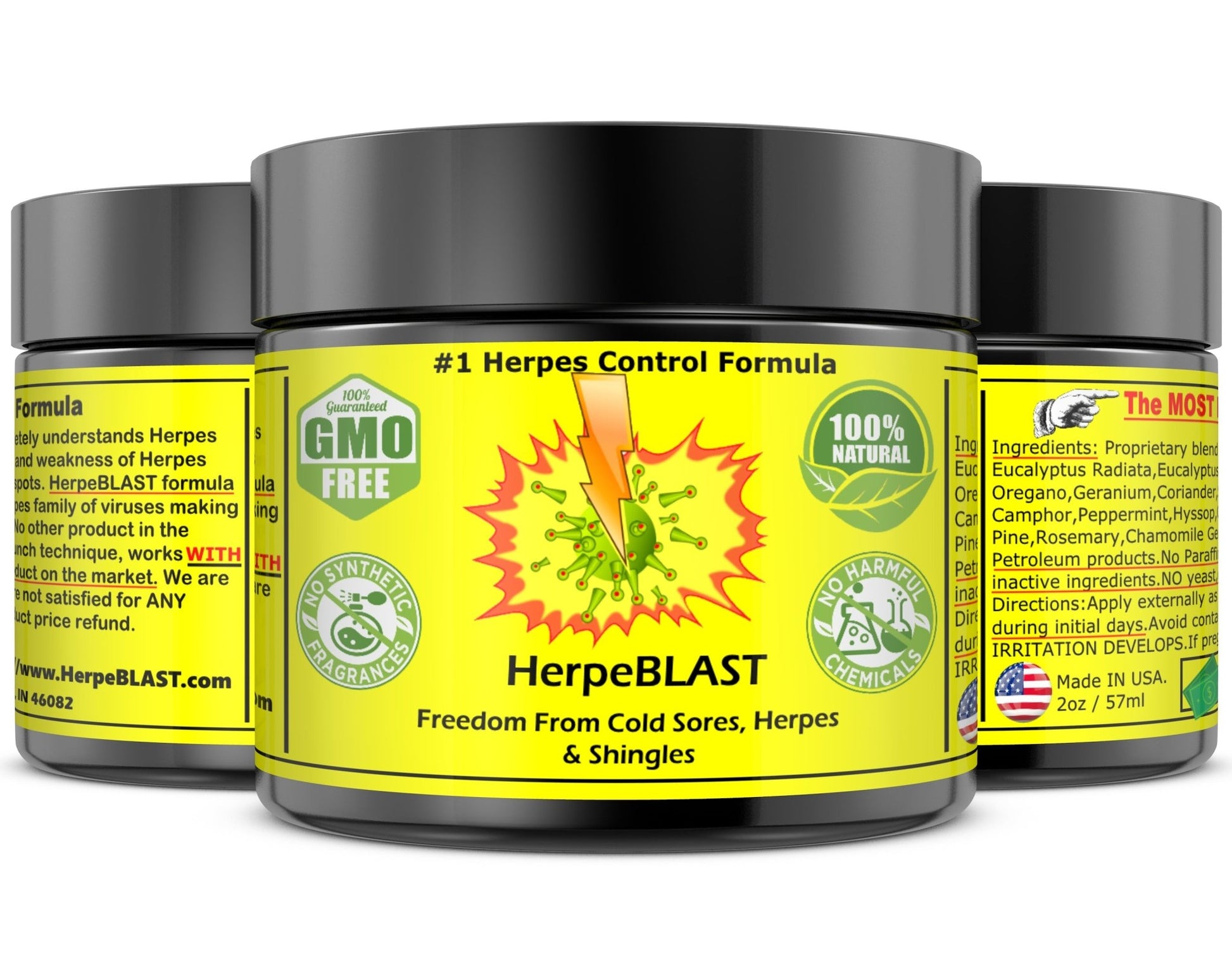 HerpeBLAST - All Natural Powerful Relief Solution for Herpes HSV1 HSV2 Fast Relief - Reclaim Your Life Today! - Revitalize Life Organics -