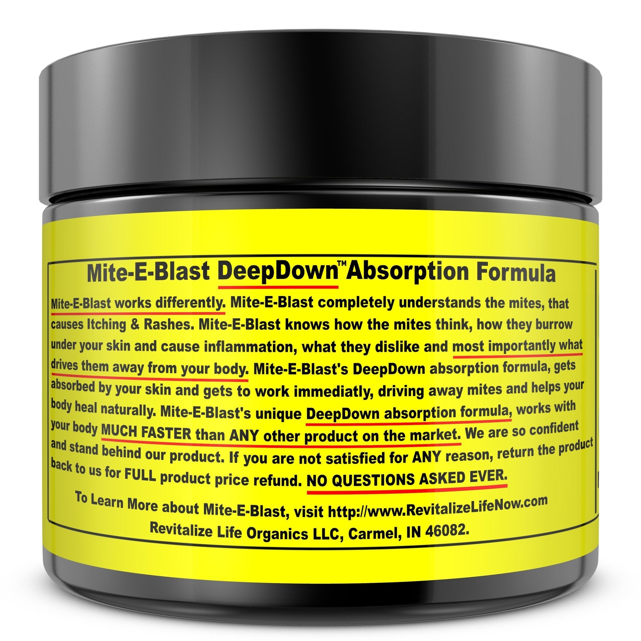 Mite - E - BLAST - Natural Mite Chiggers Lyme Relief Cream for Fast Itching Relief Best Home Remedy Solution - Revitalize Life Organics -