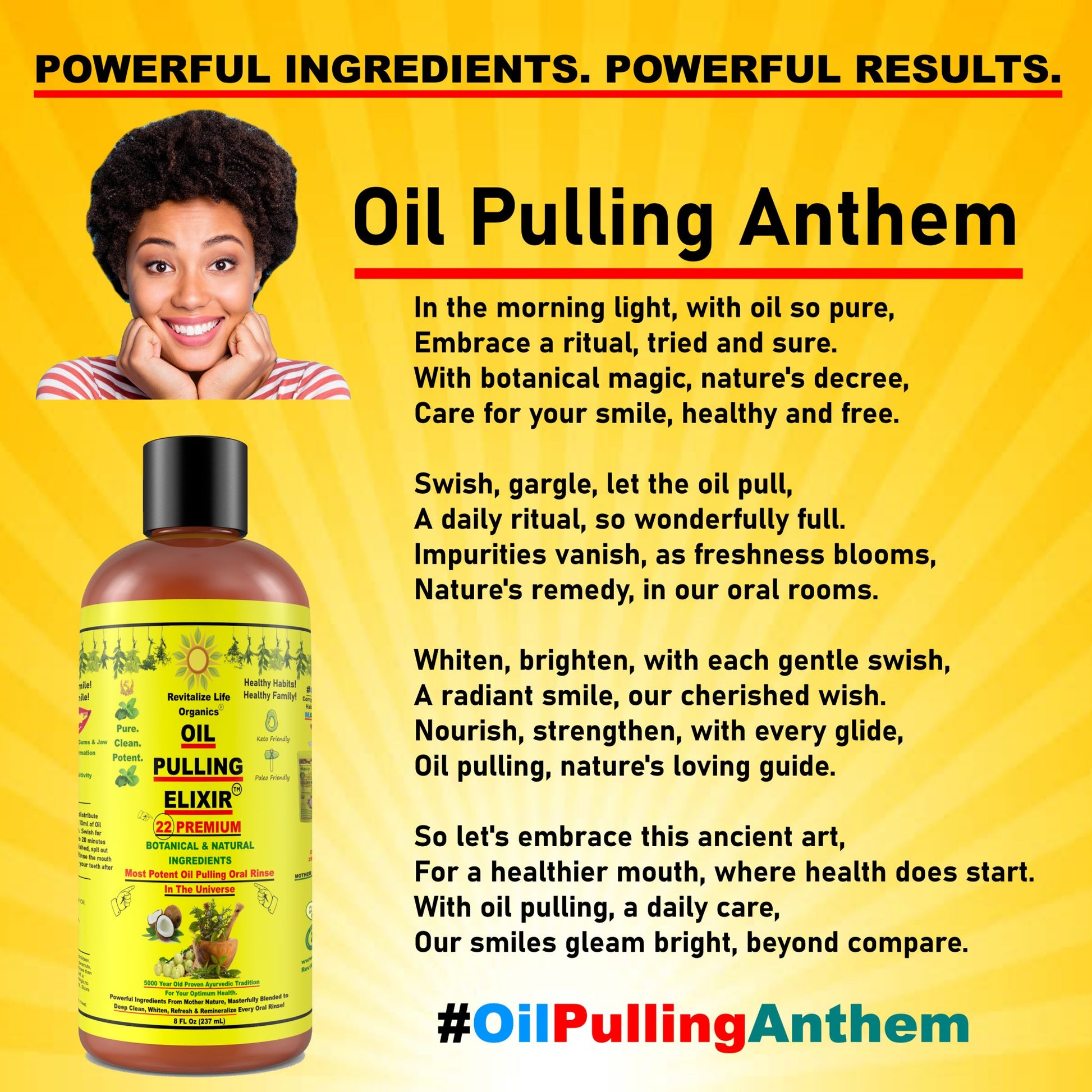 Oil Pulling Elixir - 22 Ingredients Natural Oral Care Blend for Deep Clean, Teeth Whitening, Fresh Breath & Remineralization - Coconut, Peppermint, Clove - Lab Tested, Discreet Shipping, Worldwide Delivery - Revitalize Life Organics -