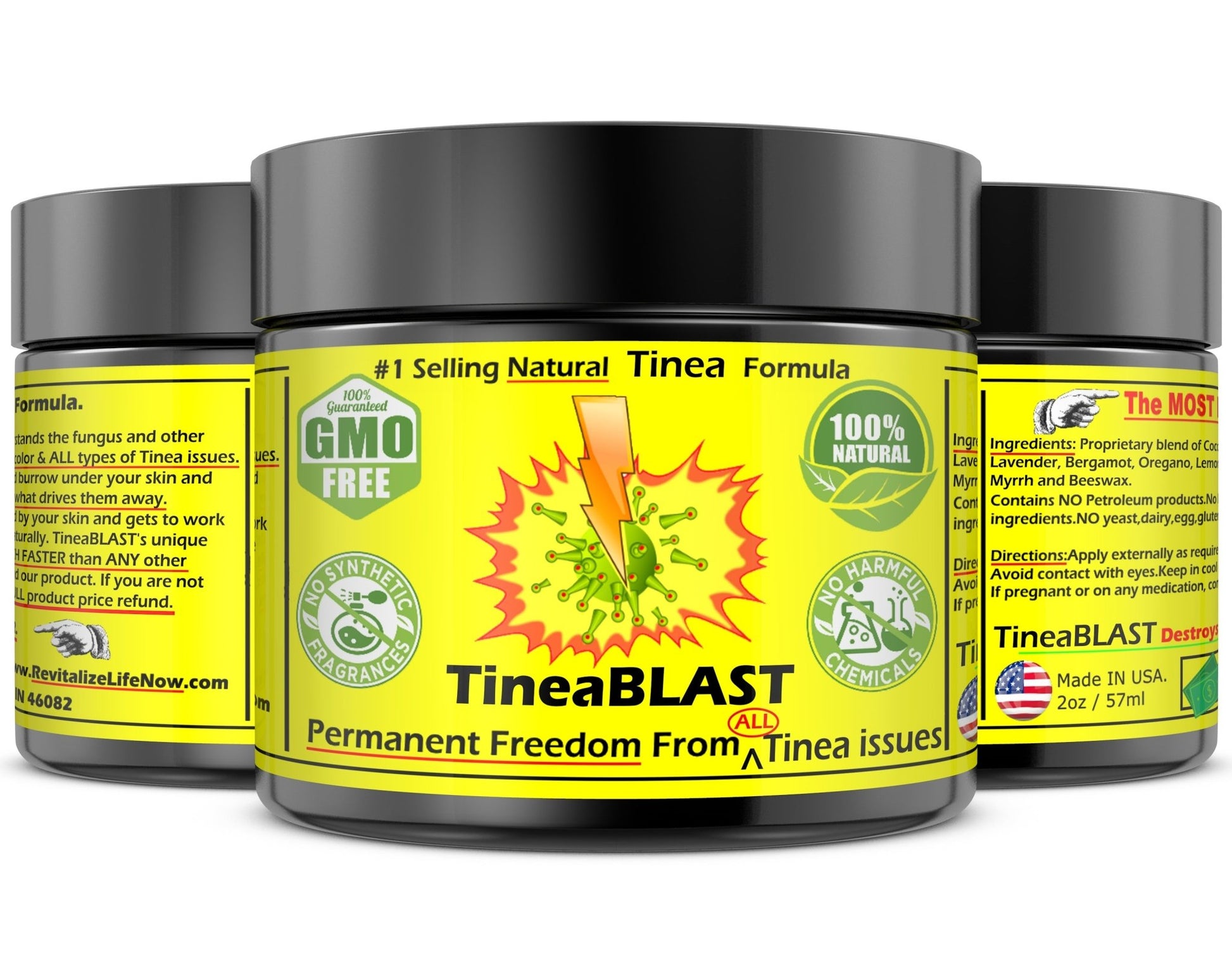 TineaBLAST - Tinea Versicolor Relief Cream Fast Relief Essential Oils & Beeswax Antifungal Ointment for Adults & Kids Soothes Itching, Clears Rash Worldwide Shipping. - Revitalize Life Organics -