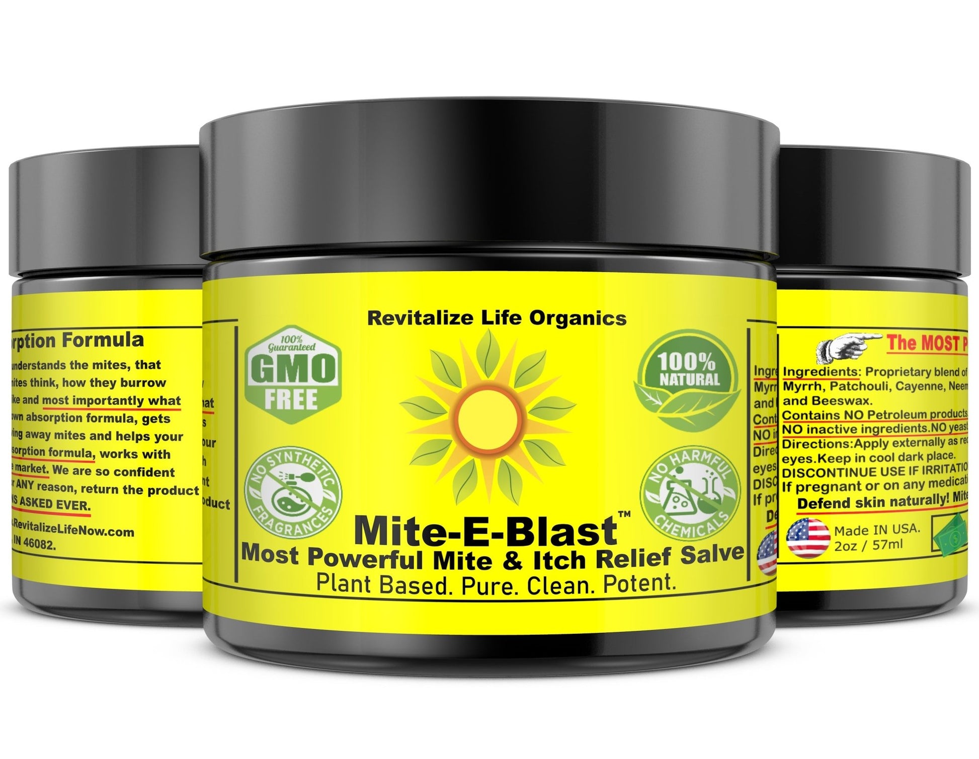 Mite - E - BLAST - Natural Mite Chiggers Lyme Relief Cream for Fast Itching Relief Best Home Remedy Solution - Revitalize Life Organics - 