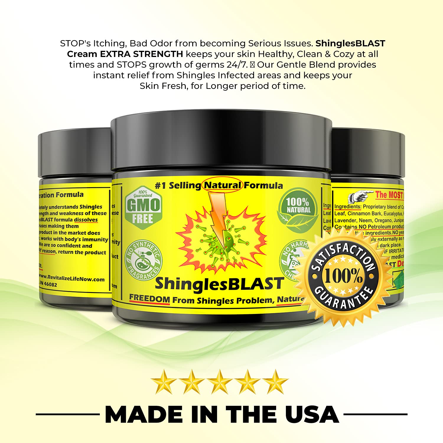 ShinglesBLAST - FAST Shingles Pain Relief Cream Powerful Natural Pure Potent Clean Ingredients - Revitalize Life Organics - 